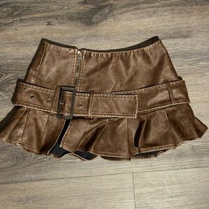 Stylish Brown Belted Mini Skirt